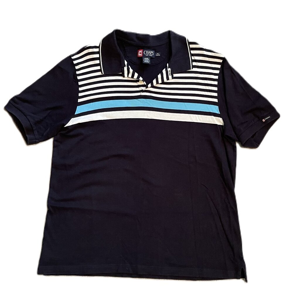 CHAPS by Ralph Lauren MENS SHIRT Size XL NAVY BLUE Short Sleeve POLO SHIRT 1054A